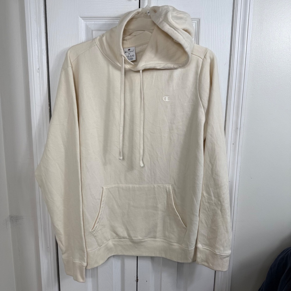 Champion Hoodie XL Cream Minimalist Athleisure Pullover Sweatshirt
